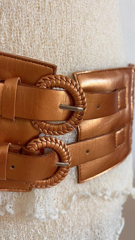Y2K Vintage Wide Belt Brown Original 2000s