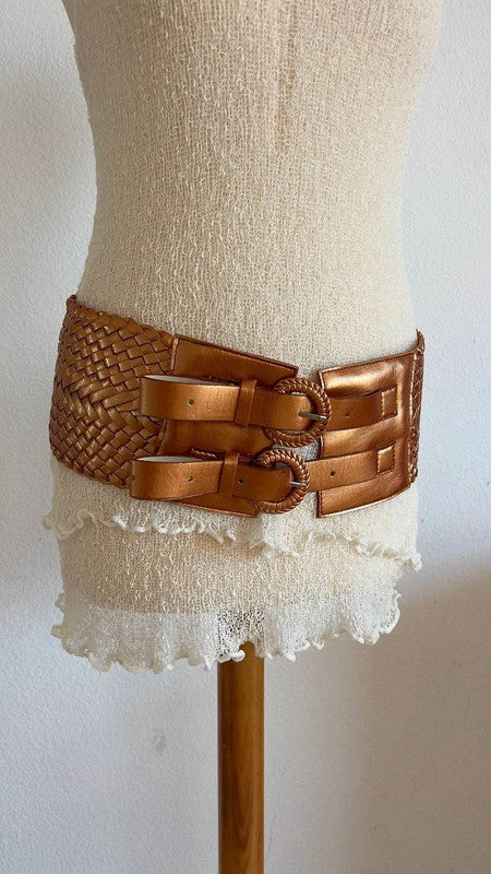 Y2K Vintage Wide Belt Brown Original 2000s