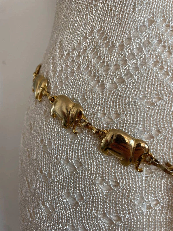 Stylish vintage metal belt with elephants.