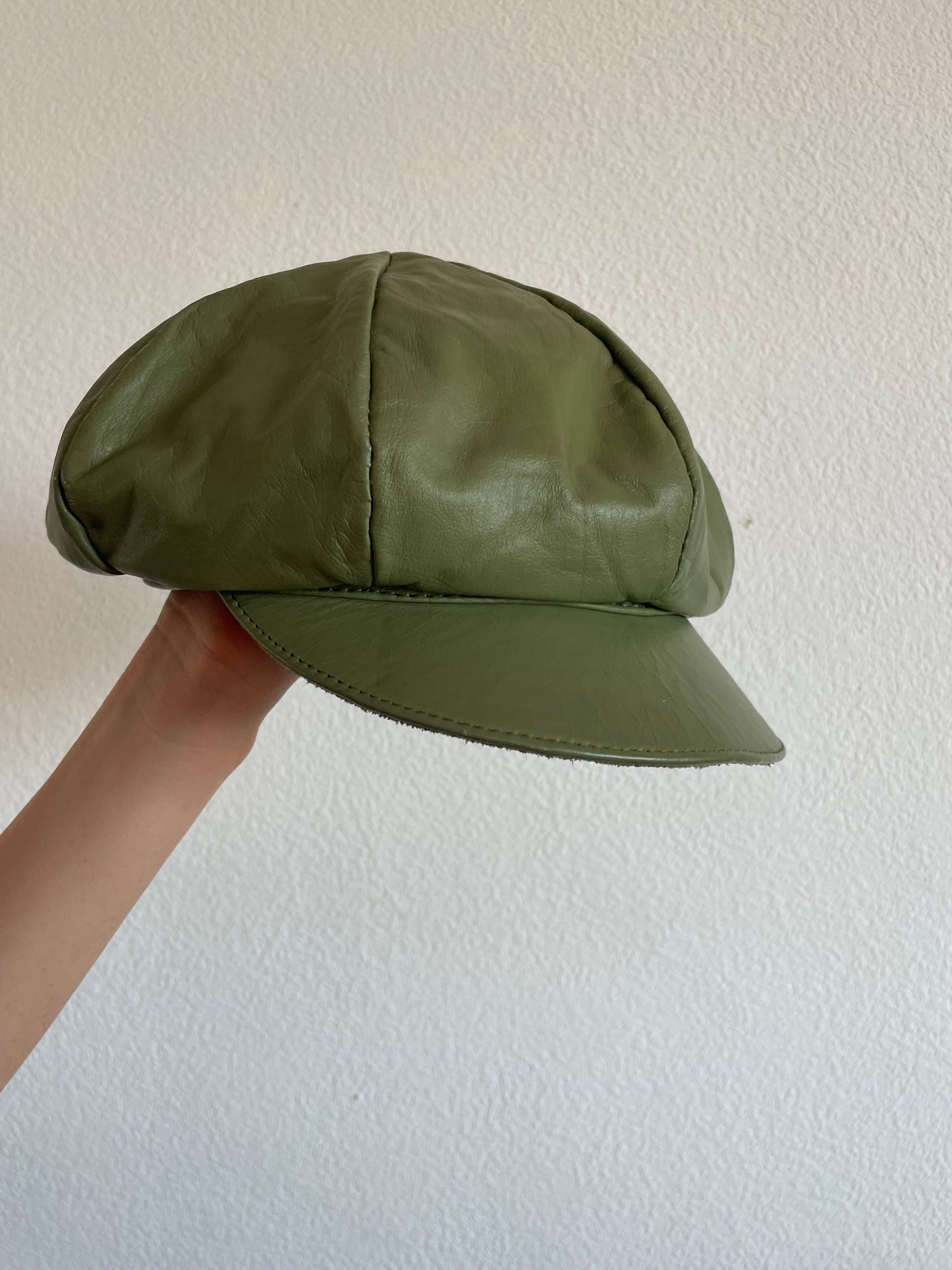Vintage Green Eco Leather Hat Size M