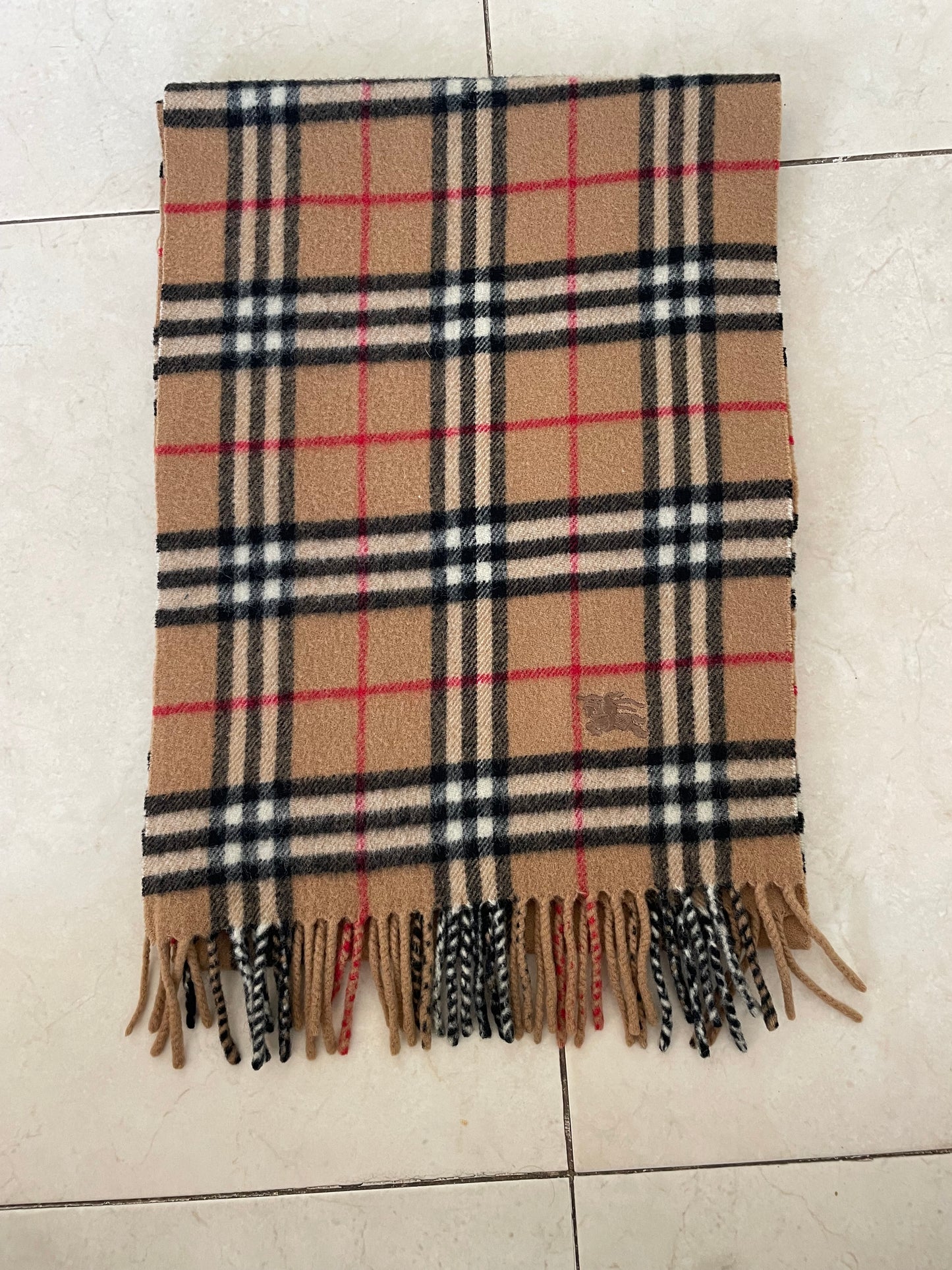 Vintage Burberry 100% Wool Scarf in Brown – 160 cm