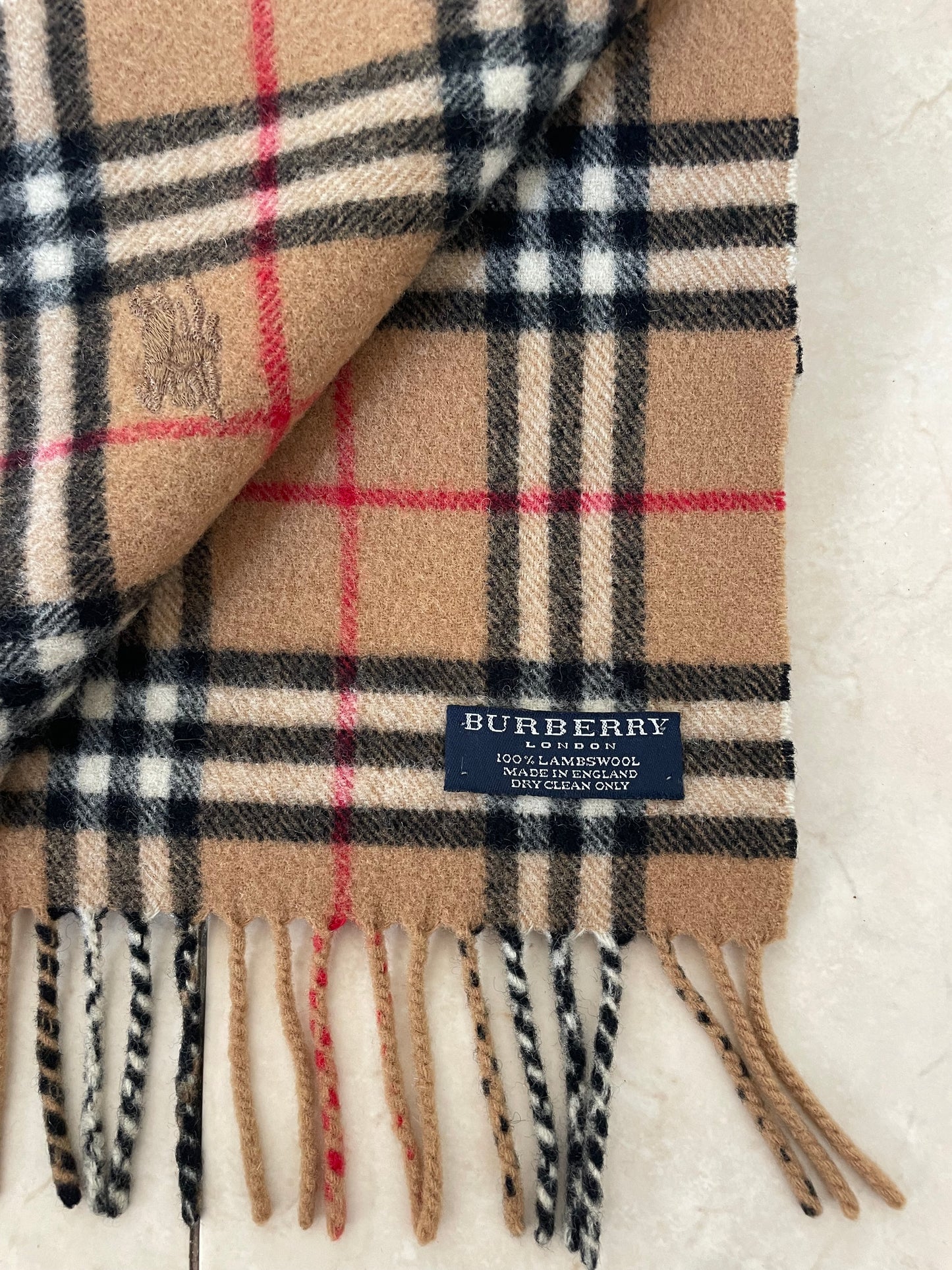 Vintage Burberry 100% Wool Scarf in Brown – 160 cm