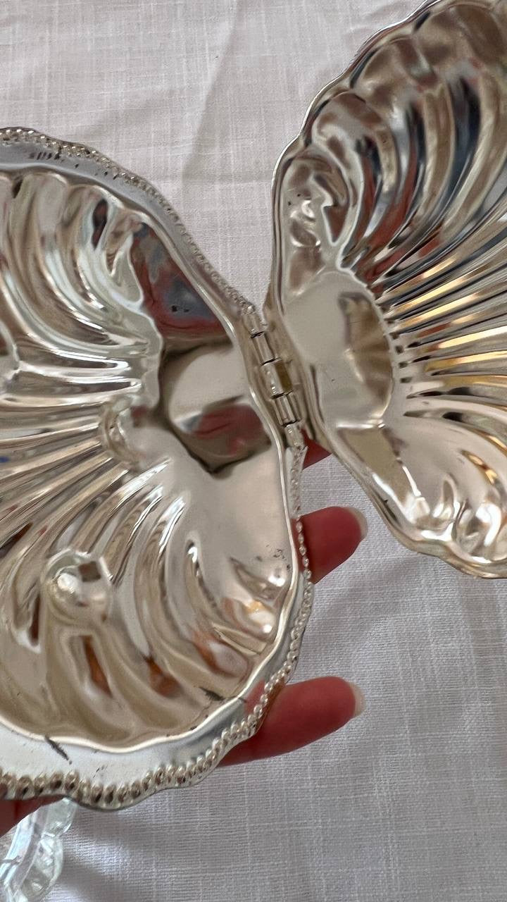 Vintage Shell-Shaped Box/Plate – Elegant Glass Interior
