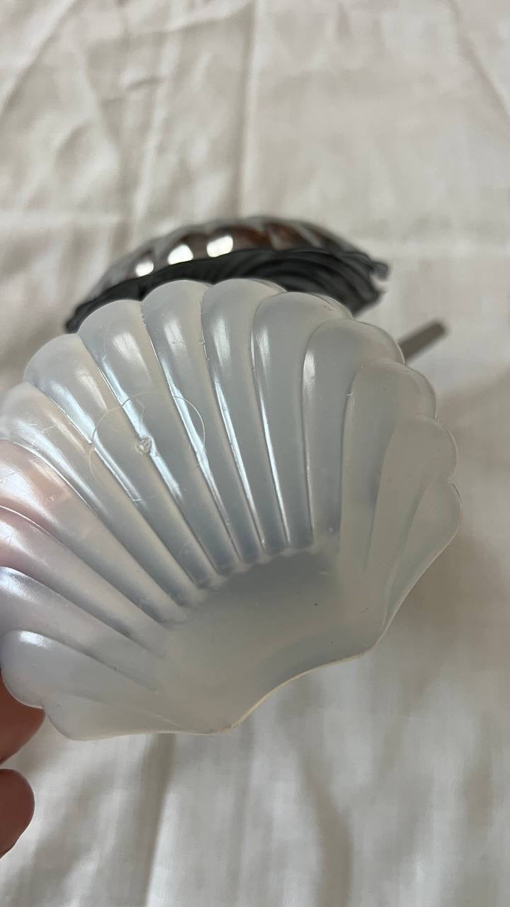 Silver Shell-Shaped Box with Spoon & Plastic Plate – Perfect Condition