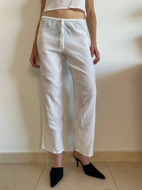 Vintage White Summer Suit – Pants & Top (S)
