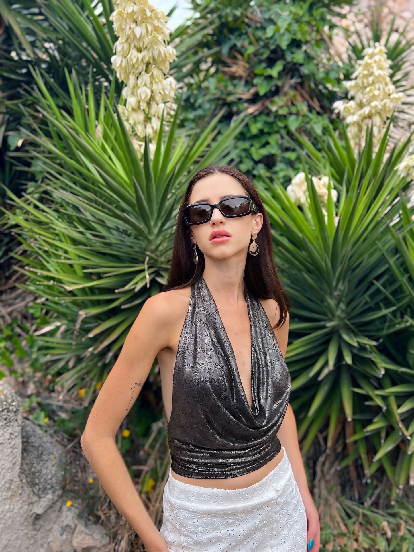 ‘Till Sunrise Ibiza’ shimmering halter top one size