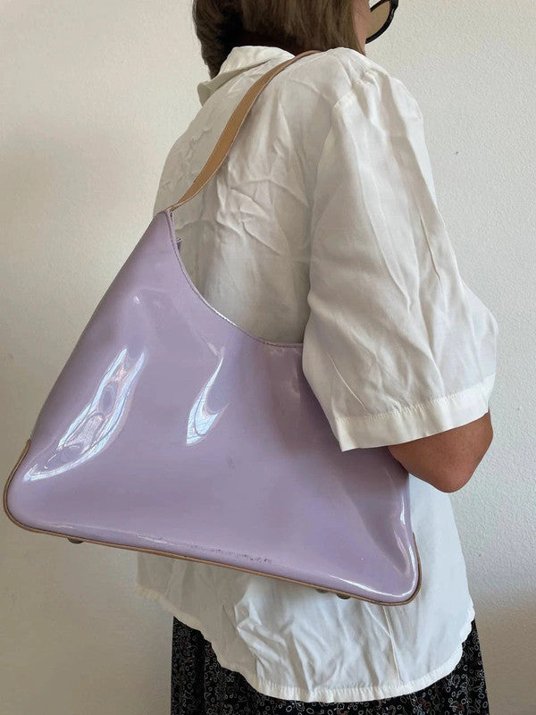 Stylish Vintage Lilac Patent Bag - Perfect for Summer